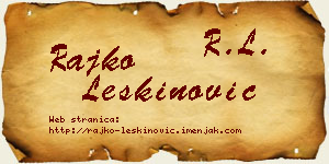 Rajko Leškinović vizit kartica